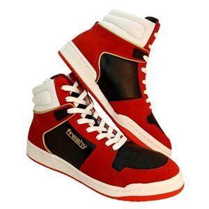 Cali Designer Freshy Mens New w/box Bounce Red & Black High Top Sneakers - Sz 10